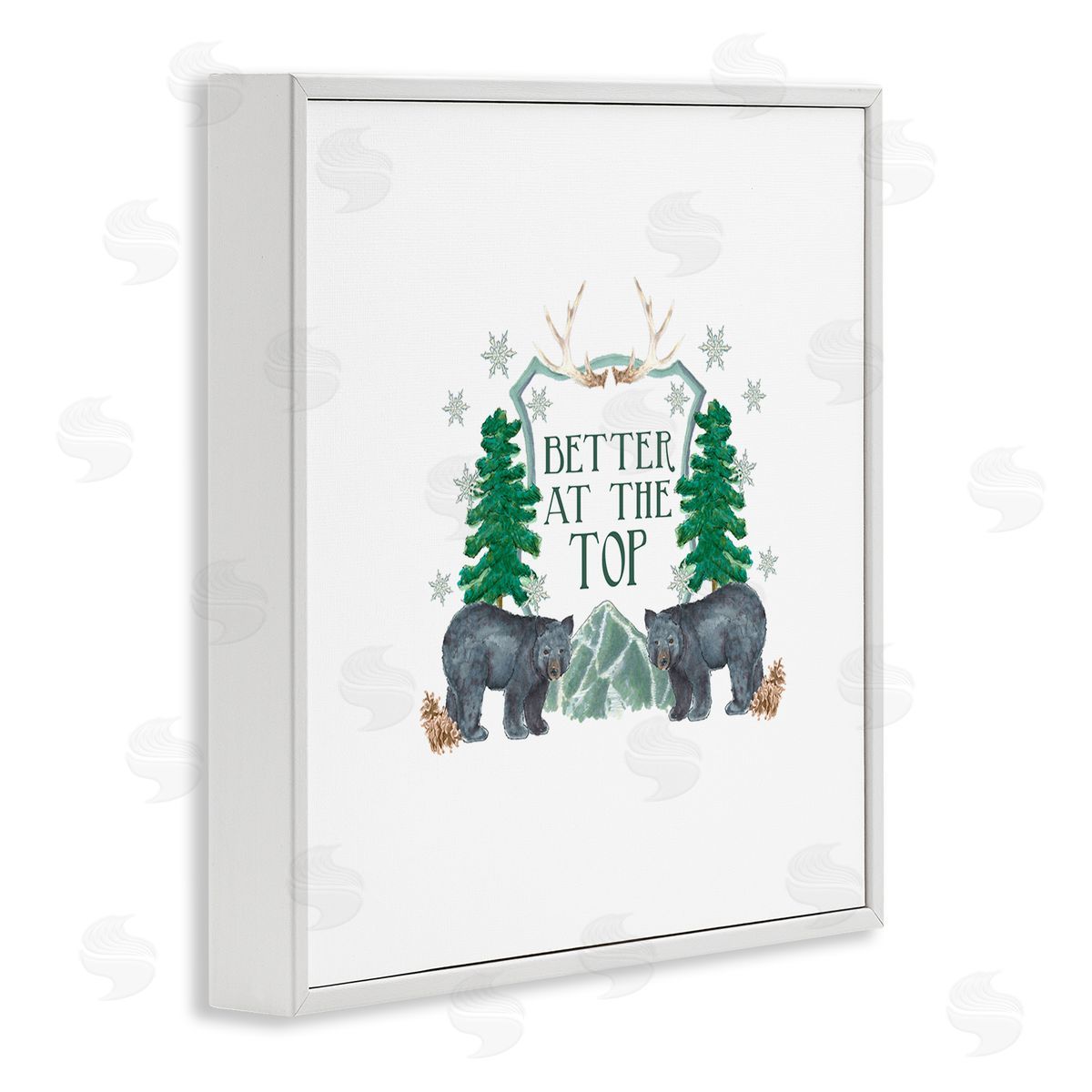 Dishique Better At The Top Adventure Saying Bears Trees Scene White Framed Glicee Wall Art Print