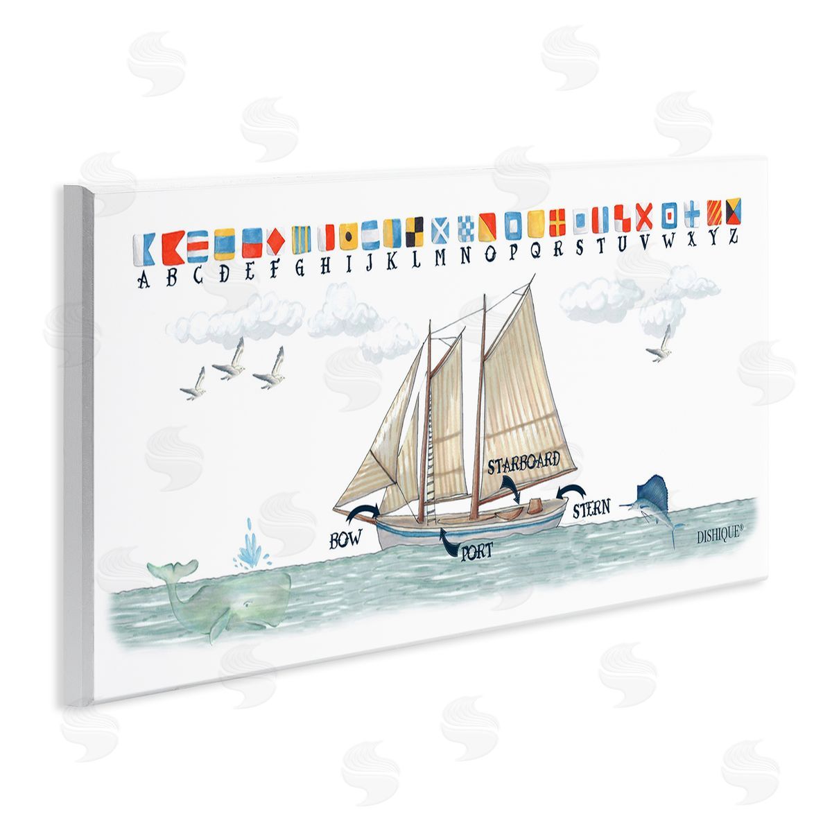 Nautical Sailing Flags Educational Wood Plaque Wall Art, Home Decor by Dishique