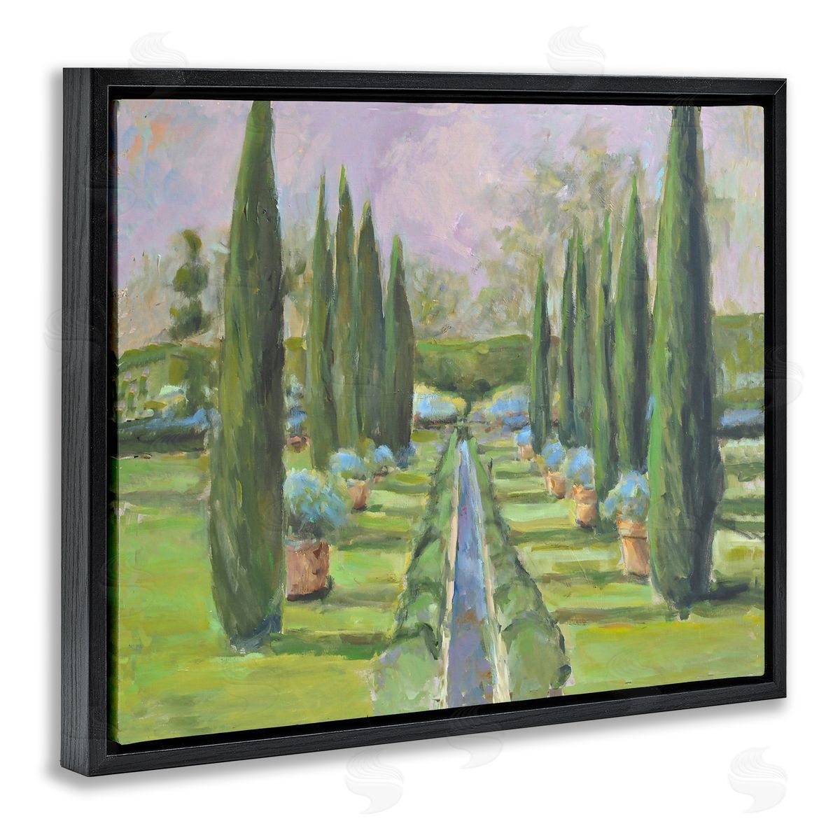 Allayn Stevens Elegant Manicured Gardens Landscaped Topiary Greenery Black Floating Frame Canvas Wall Art Print
