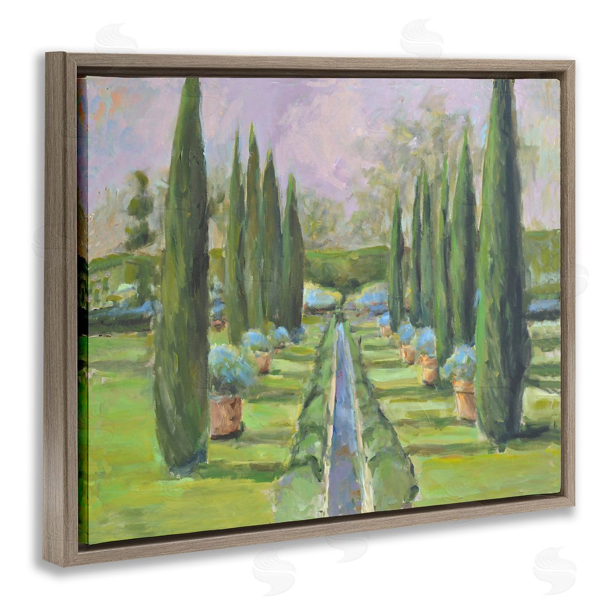 Allayn Stevens Elegant Manicured Gardens Landscaped Topiary Greenery Brown Floating Frame Canvas Wall Art Print