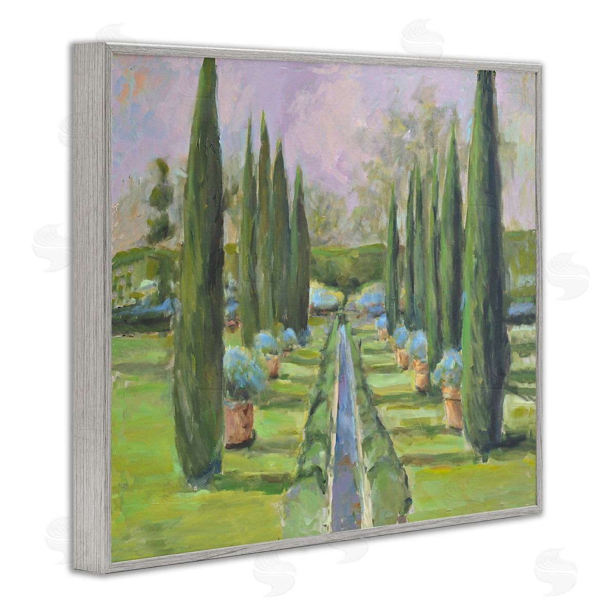 Allayn Stevens Elegant Manicured Gardens Landscaped Topiary Greenery Gray Framed Giclee Wall Art Print