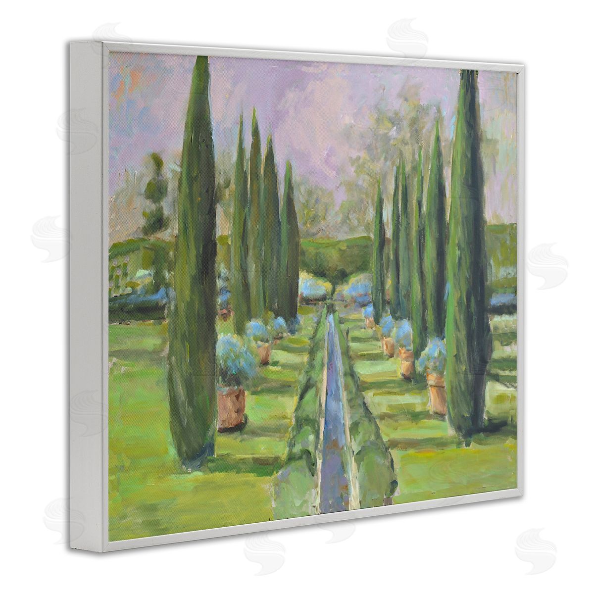 Allayn Stevens Elegant Manicured Gardens Landscaped Topiary Greenery White Framed Giclee Wall Art Print