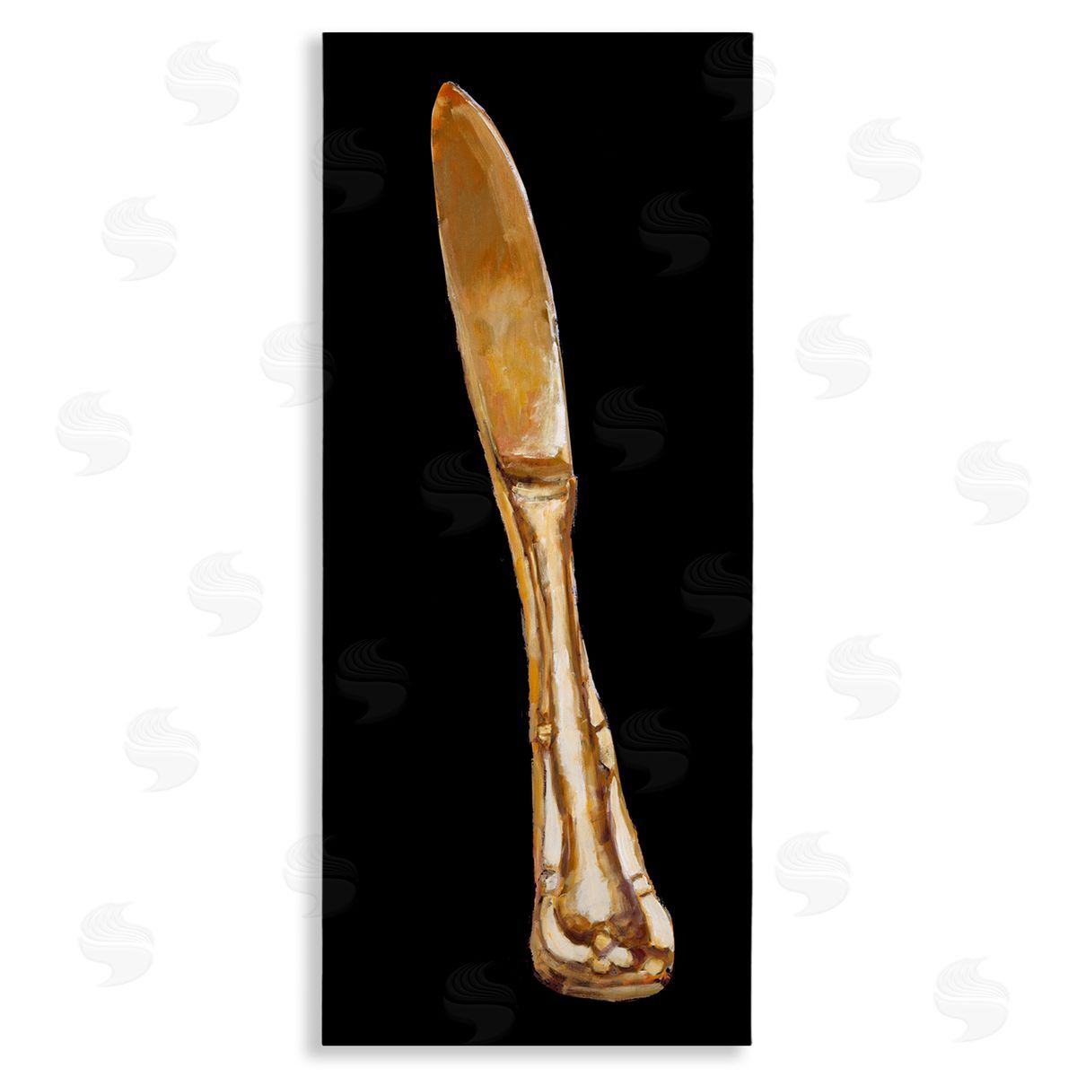 Adolf Llovea Gleaming Silverware Cutlery Painting Black Background