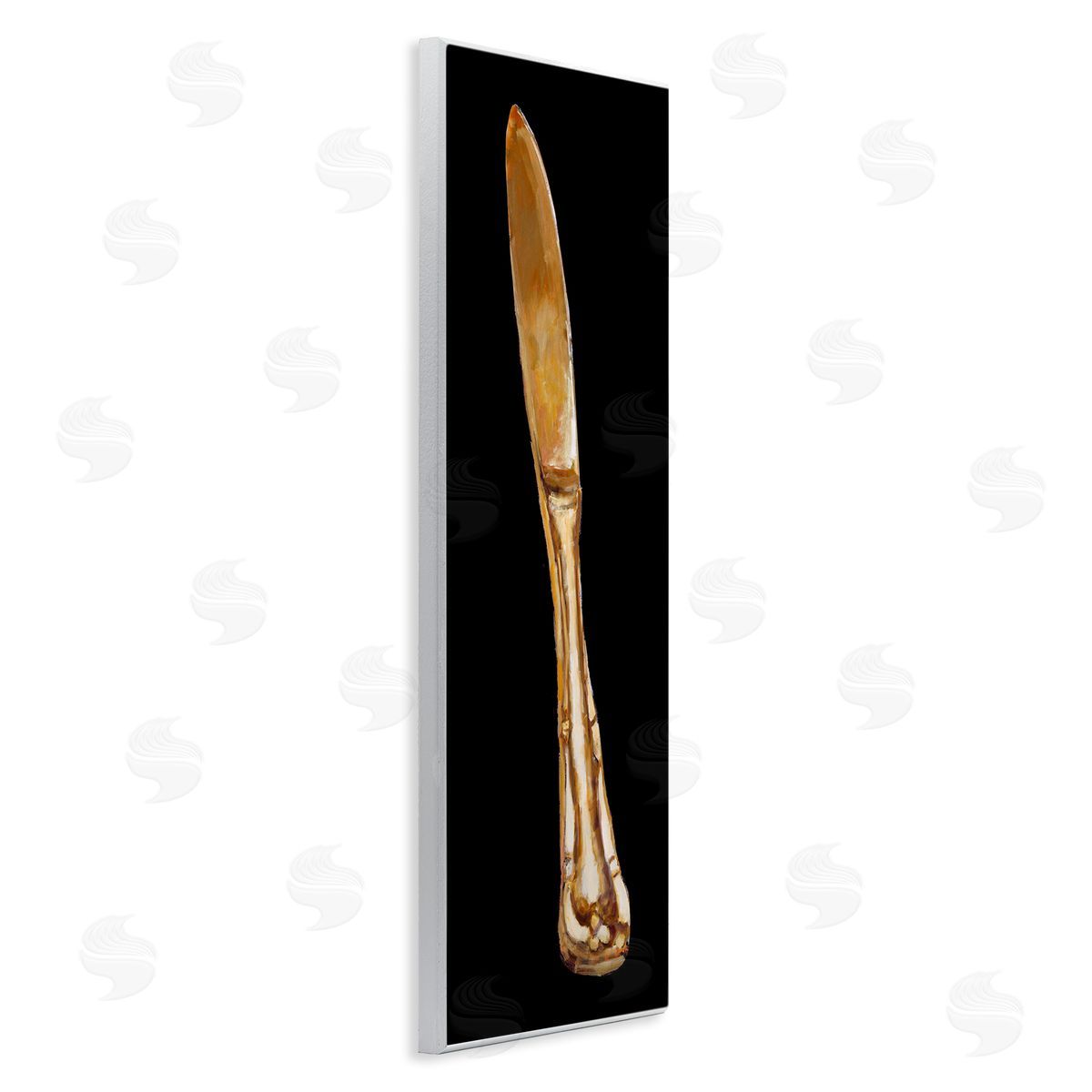 Adolf Llovea Gleaming Silverware Cutlery Painting Black Background