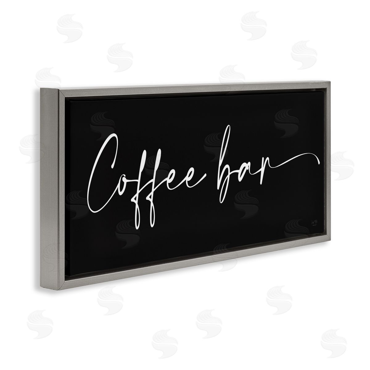 Coffee Bar Classy Script Grey Floating Frame Canvas Wall Art, Home Decor by Lux + Me Designs