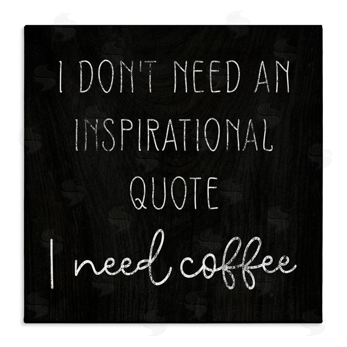 Stupell Studio Need Coffee Humorous Weathered Calligraphy Script  Stretched Canvas Wall Art Print