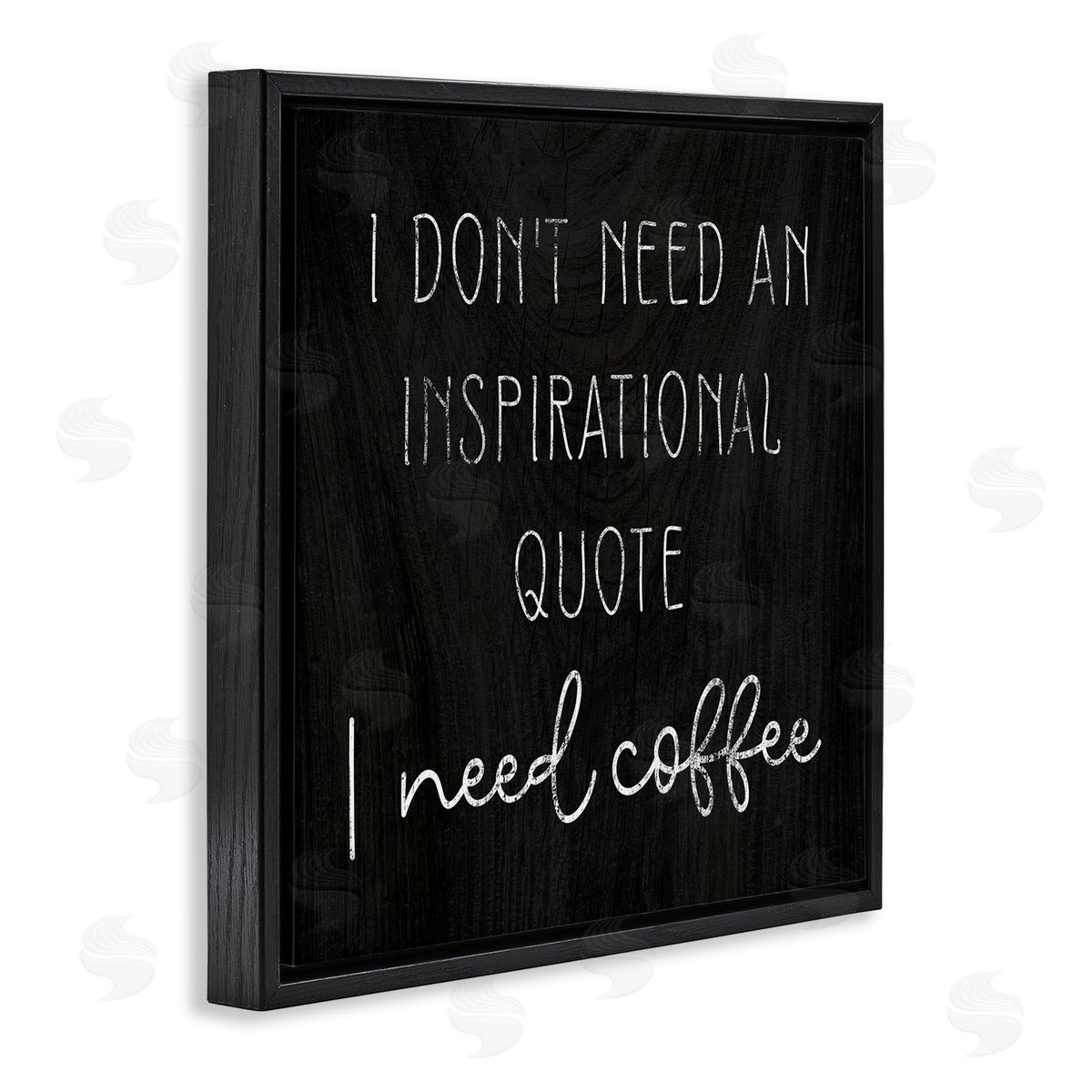 Stupell Studio Need Coffee Humorous Weathered Calligraphy Script  Black Floating Frame Canvas Wall Art Print