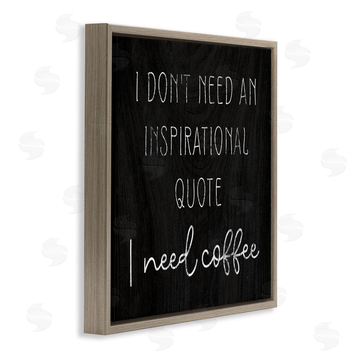 Stupell Studio Need Coffee Humorous Weathered Calligraphy Script  Brown Floating Frame Canvas Wall Art Print