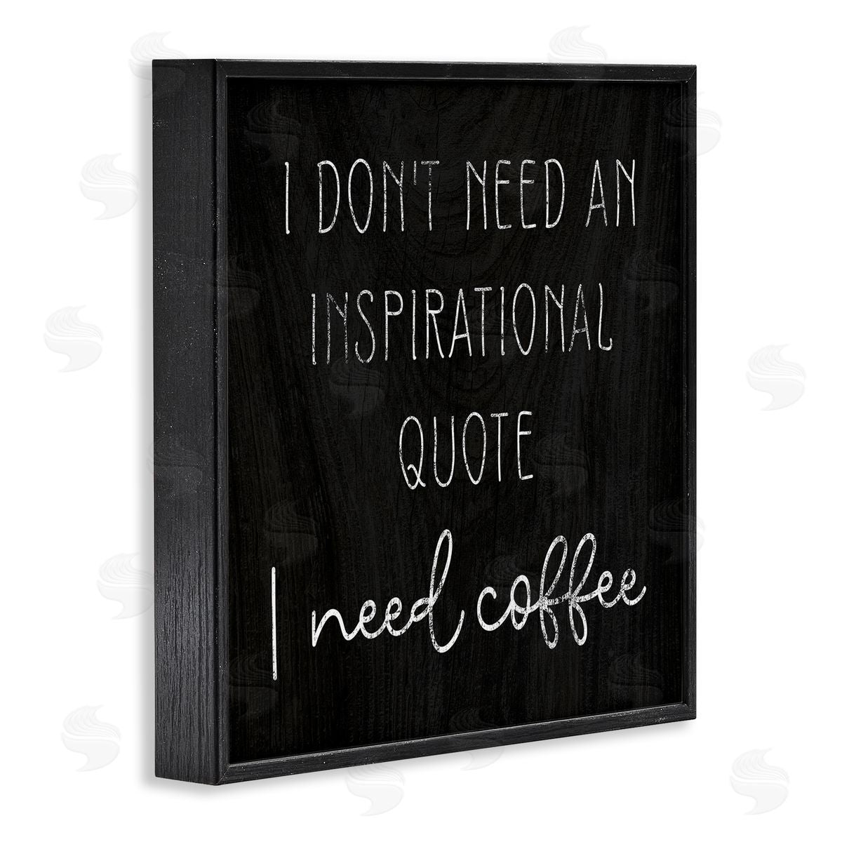 Stupell Studio Need Coffee Humorous Weathered Calligraphy Script  Black Framed Glicee Wall Art Print