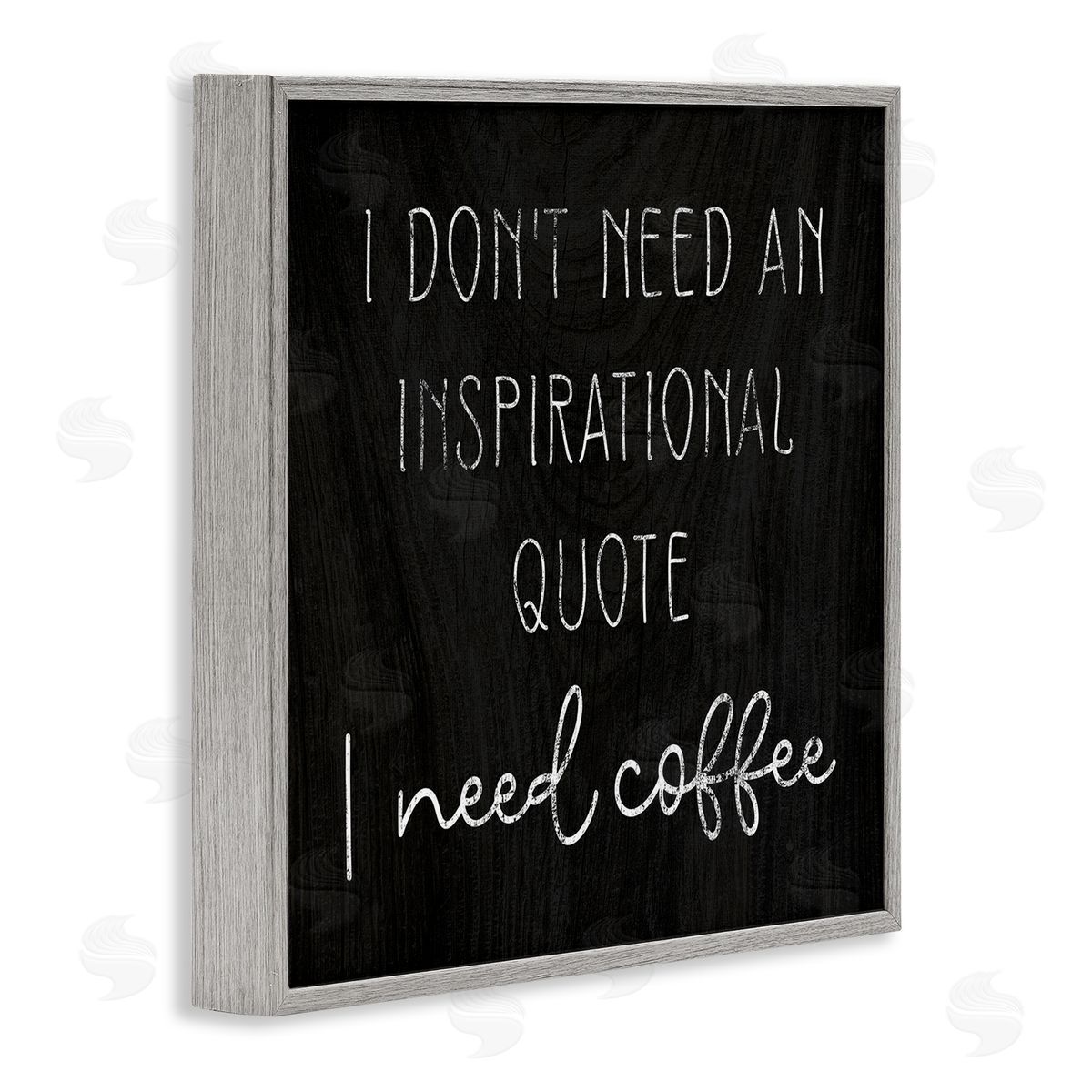 Stupell Studio Need Coffee Humorous Weathered Calligraphy Script  Gray Framed Glicee Wall Art Print