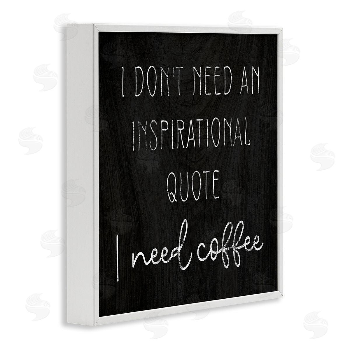 Stupell Studio Need Coffee Humorous Weathered Calligraphy Script  White Framed Glicee Wall Art Print