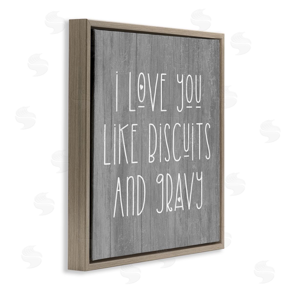 Stupell Studio Biscuits & Gravy Romantic Southern Country Phrase Brown Floating Frame Canvas Wall Art Print