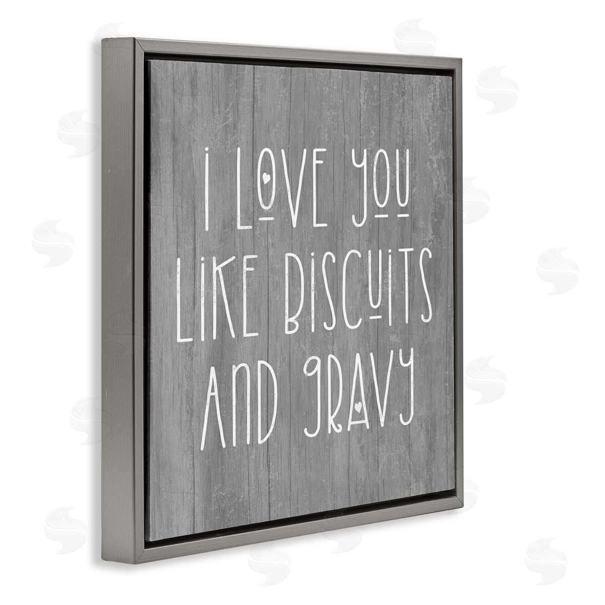 Stupell Studio Biscuits & Gravy Romantic Southern Country Phrase Gray Floating Frame Canvas Wall Art Print