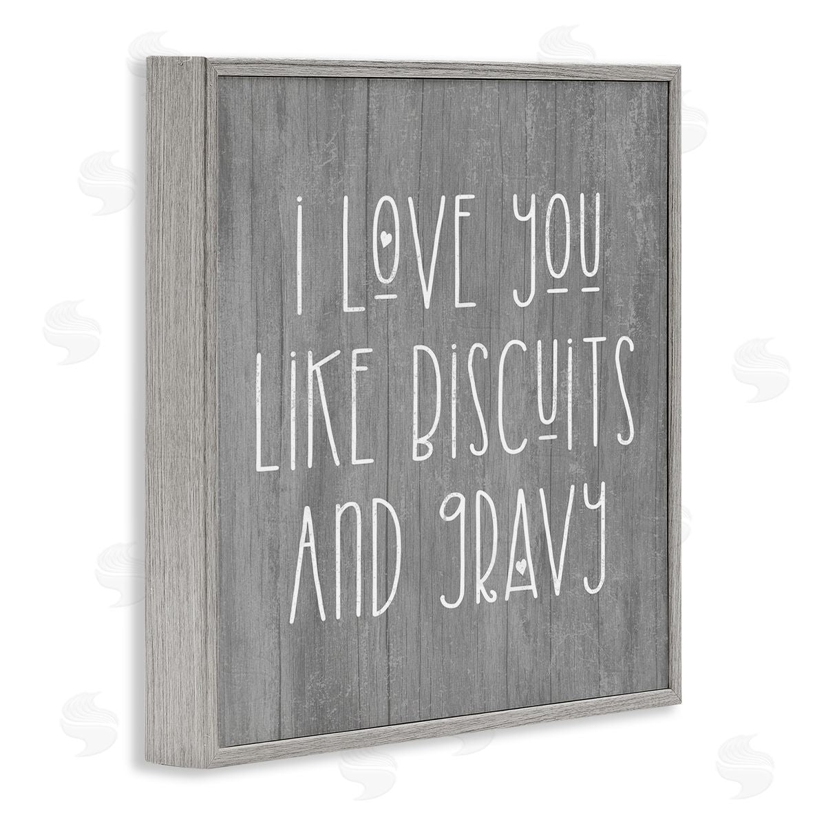 Stupell Studio Biscuits & Gravy Romantic Southern Country Phrase Gray Framed Glicee Wall Art Print