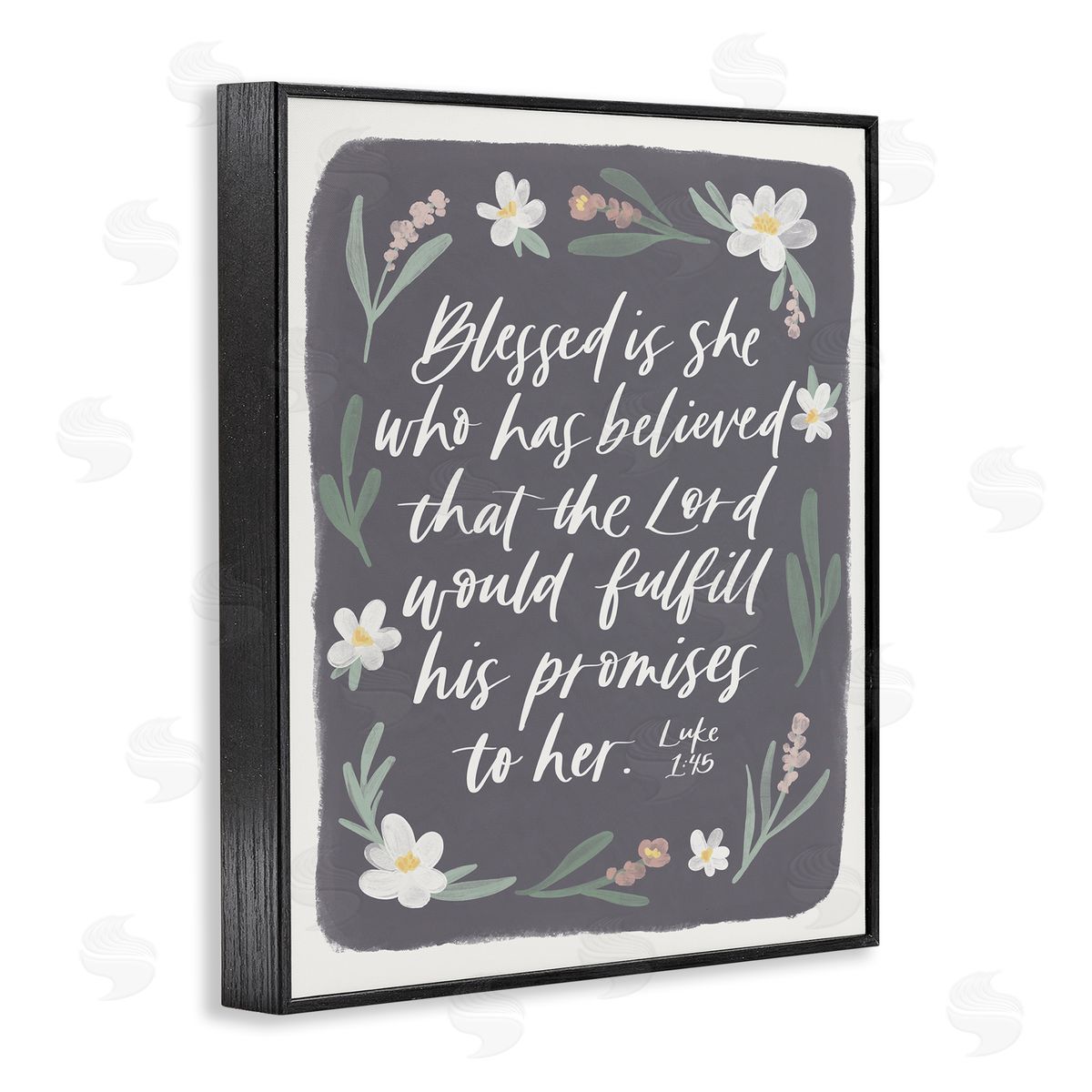 Amanda Houston Floral Religious Verse Calligraphy Script Botanical   Black Framed Giclee Wall Art Print