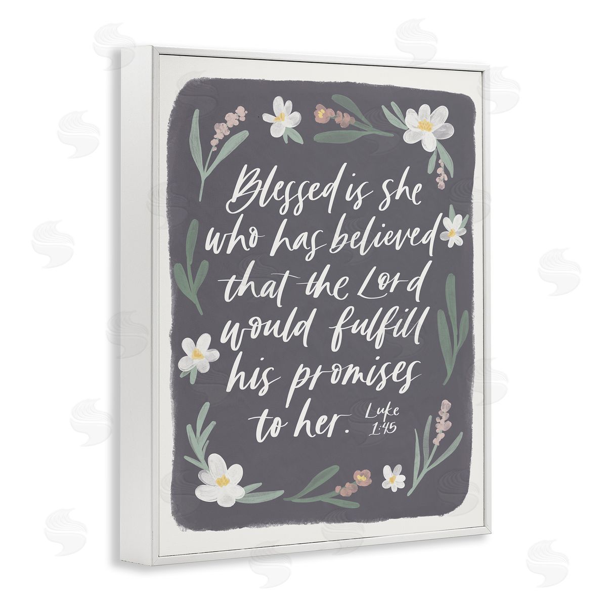 Amanda Houston Floral Religious Verse Calligraphy Script Botanical   White Framed Giclee Wall Art Print