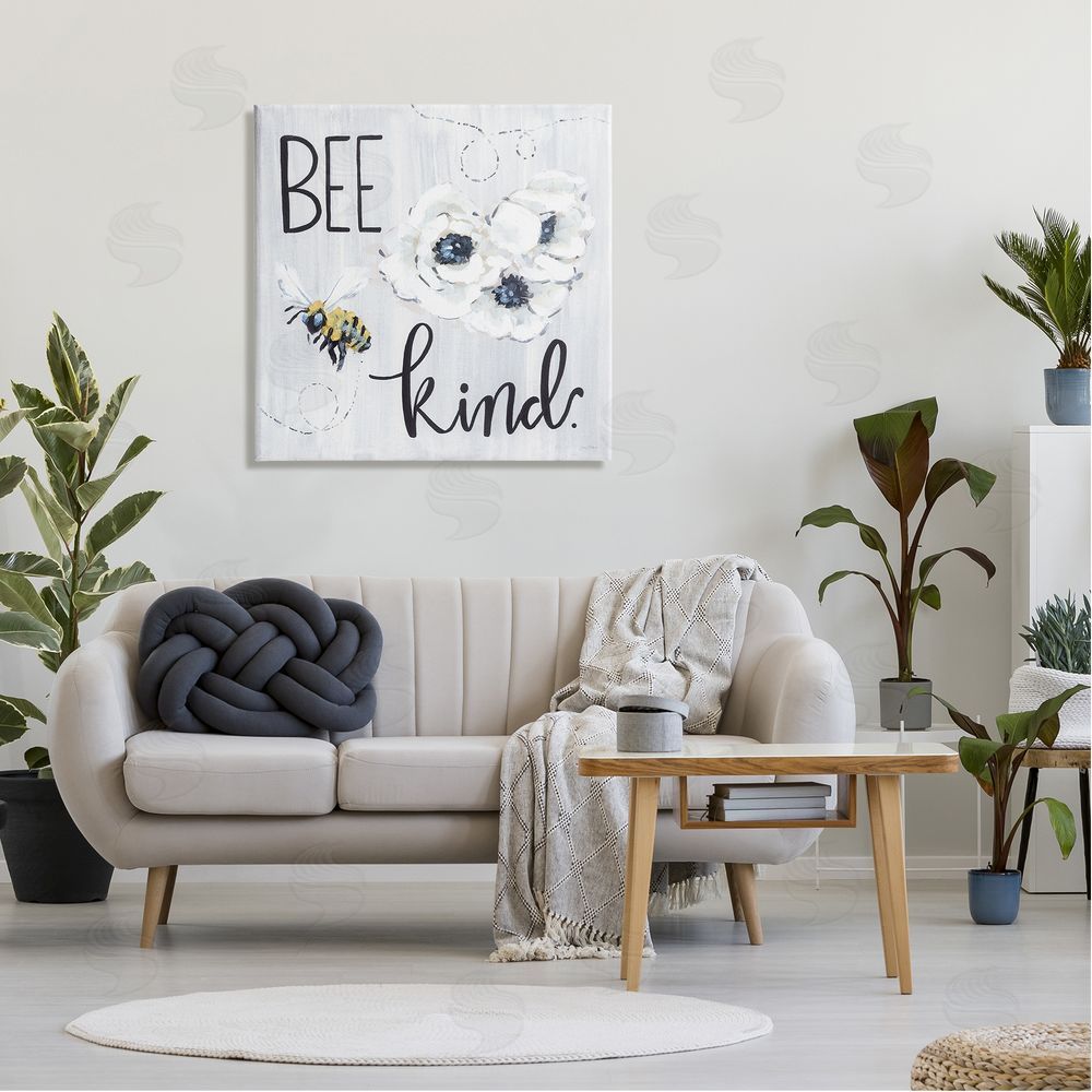 Sara Baker Bee Kind Witty Bumble Insect Buzzing Blossoms  Canvas Wall Art in Room