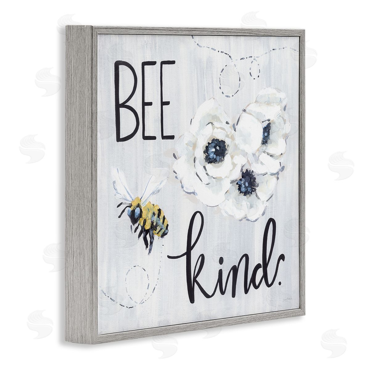 Sara Baker Bee Kind Witty Bumble Insect Buzzing Blossoms  Gray Framed Glicee Wall Art Print