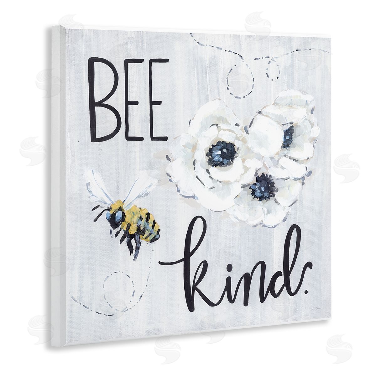 Sara Baker Bee Kind Witty Bumble Insect Buzzing Blossoms  Wooden Wall Plaque Art Print