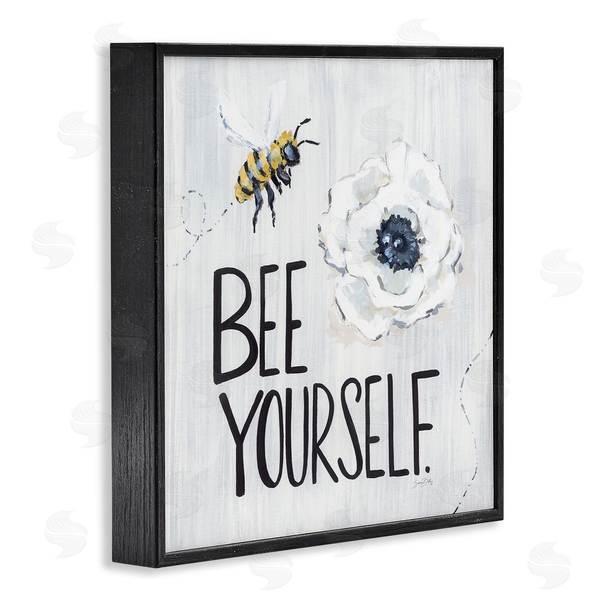 Sara Baker Bee Yourself Inspirational Phrase Bumble Flower Blossom Black Framed Glicee Wall Art Print
