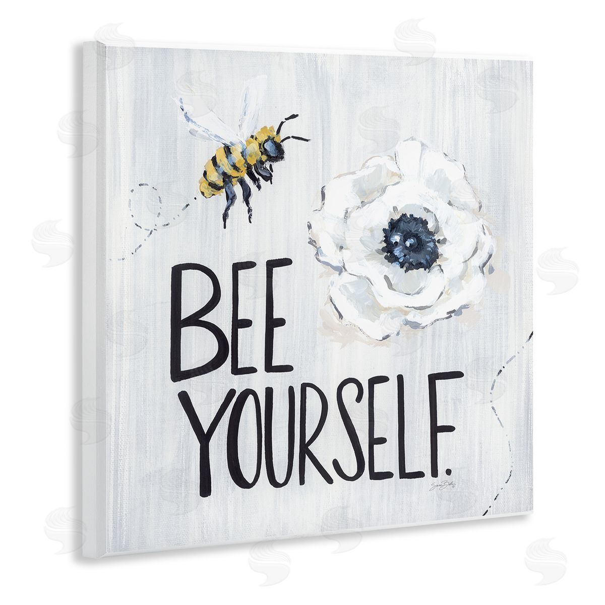 Sara Baker Bee Yourself Inspirational Phrase Bumble Flower Blossom Wooden Wall Plaque Art Print