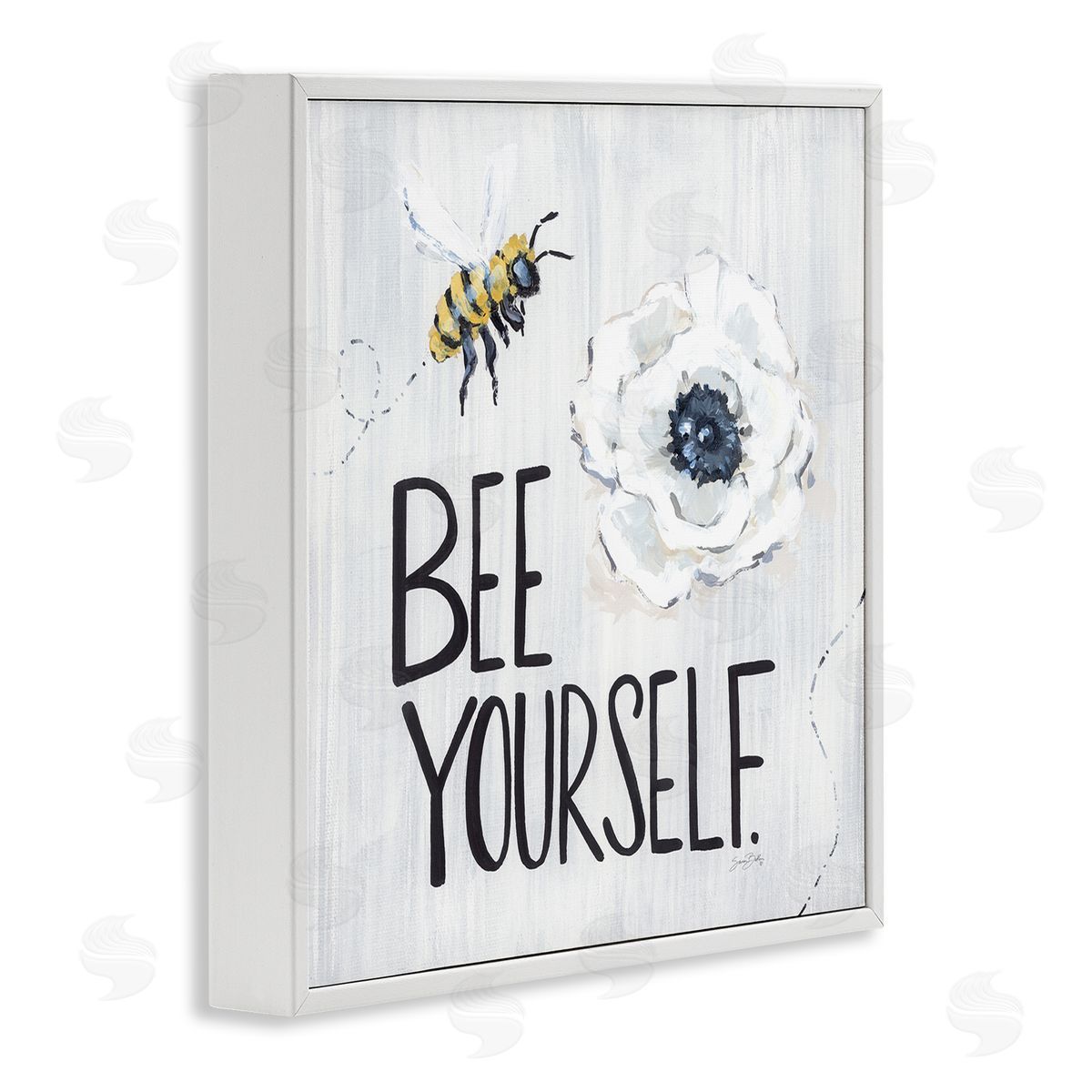 Sara Baker Bee Yourself Inspirational Phrase Bumble Flower Blossom White Framed Glicee Wall Art Print