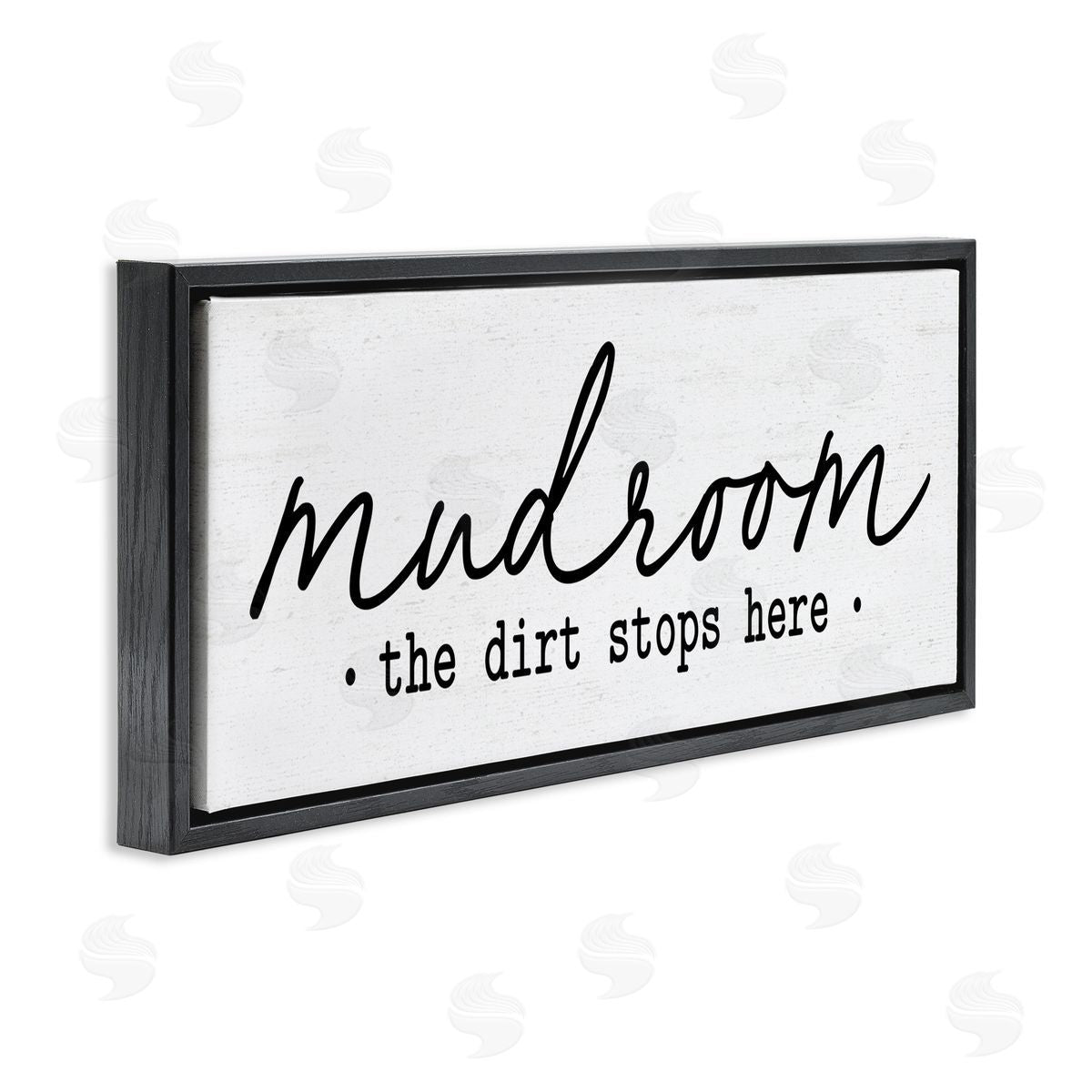 Dirt Stops Here Mudroom Phrase Black Floating Frame Canvas Wall Art, Home Decor by Lettered and Lined