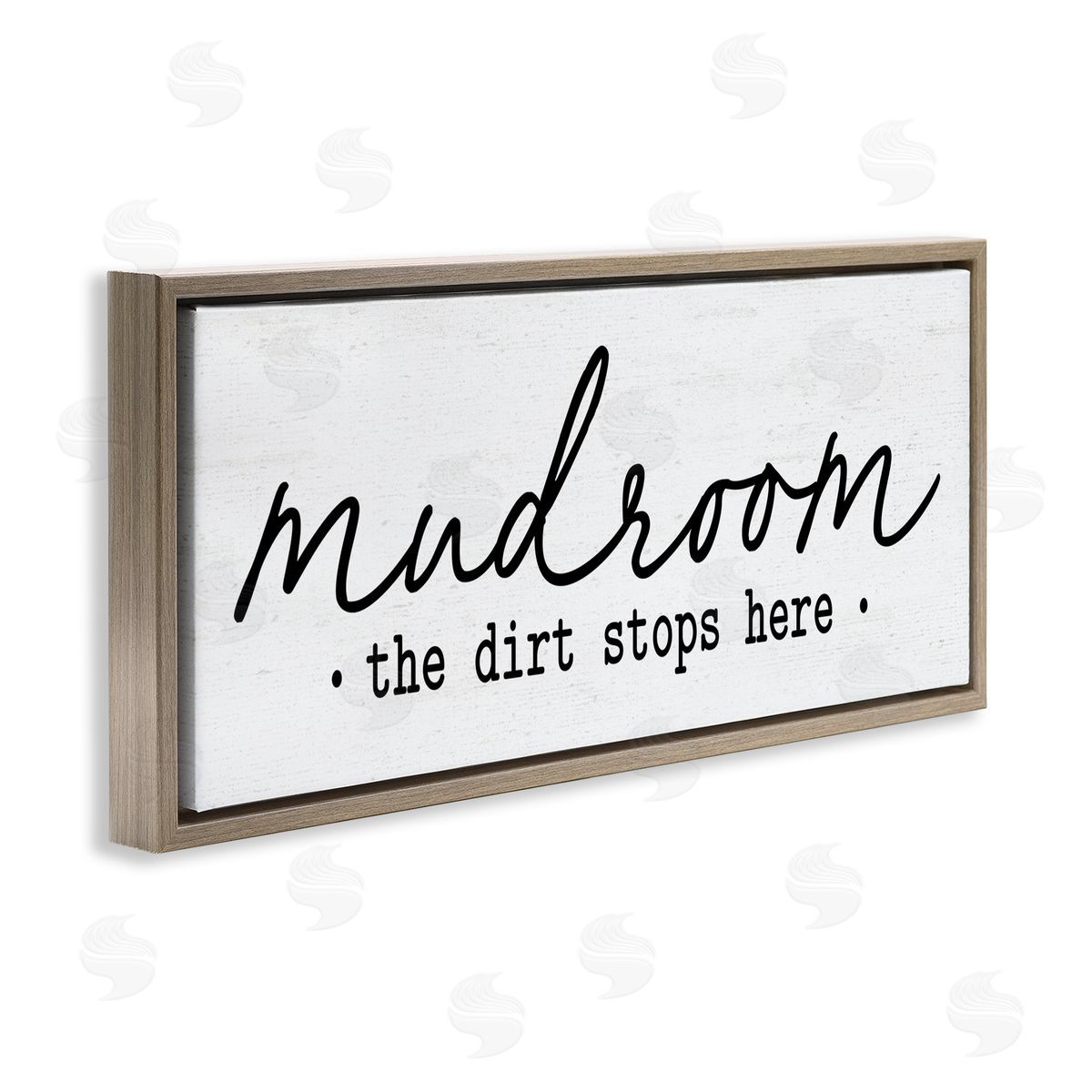 Dirt Stops Here Mudroom Phrase Brown Floating Frame Canvas Wall Art, Home Decor by Lettered and Lined