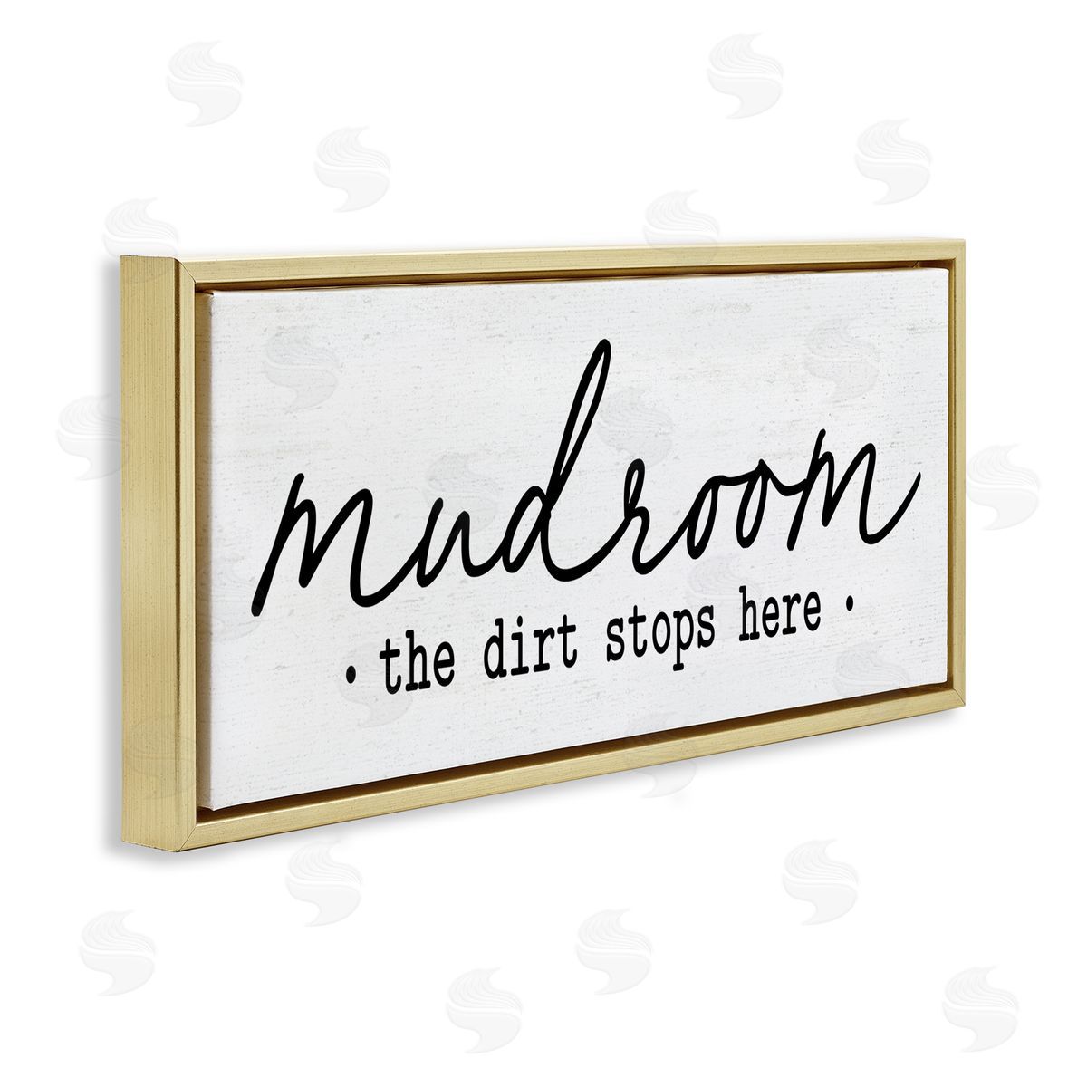 Dirt Stops Here Mudroom Phrase Gold Floating Frame Canvas Wall Art, Home Decor by Lettered and Lined