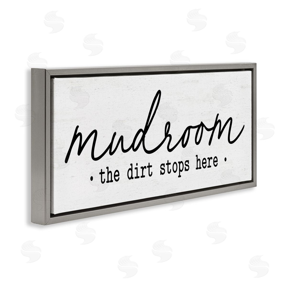 Dirt Stops Here Mudroom Phrase Grey Floating Frame Canvas Wall Art, Home Decor by Lettered and Lined