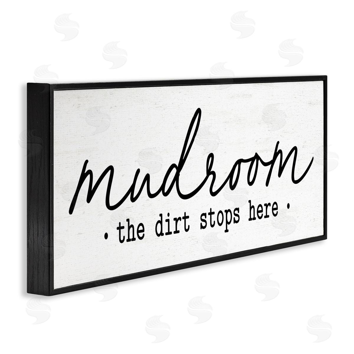 Dirt Stops Here Mudroom Phrase Black Frame Print Wall Art, Home Decor by Lettered and Lined