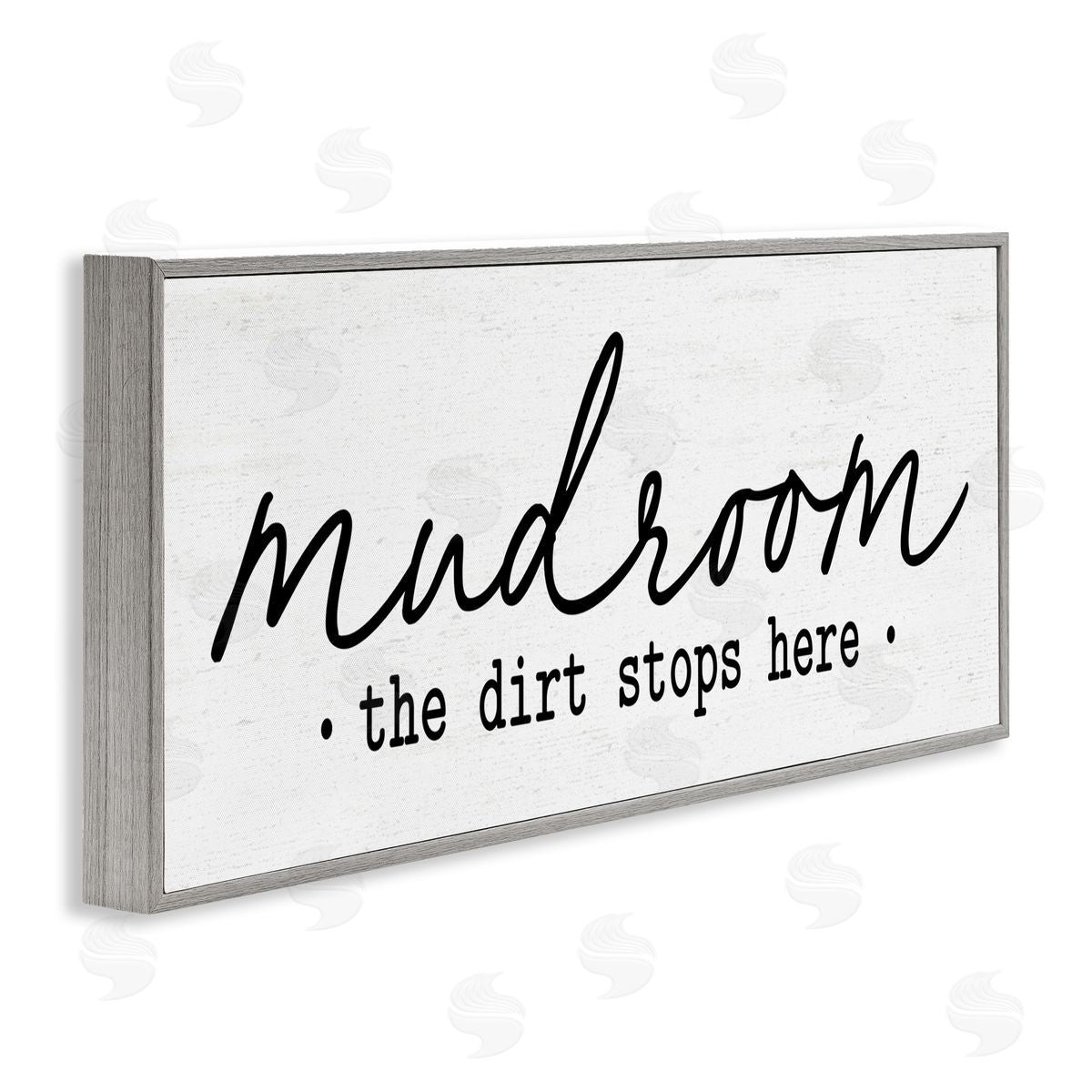 Dirt Stops Here Mudroom Phrase Grey Frame Print Wall Art, Home Decor by Lettered and Lined