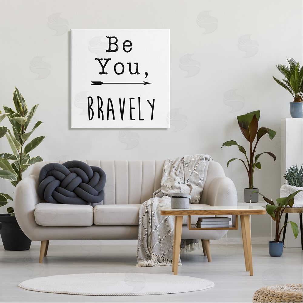 J. Weiss Be You Bravely Encouraging Typography Arrow Motif Canvas Wall Art in Room