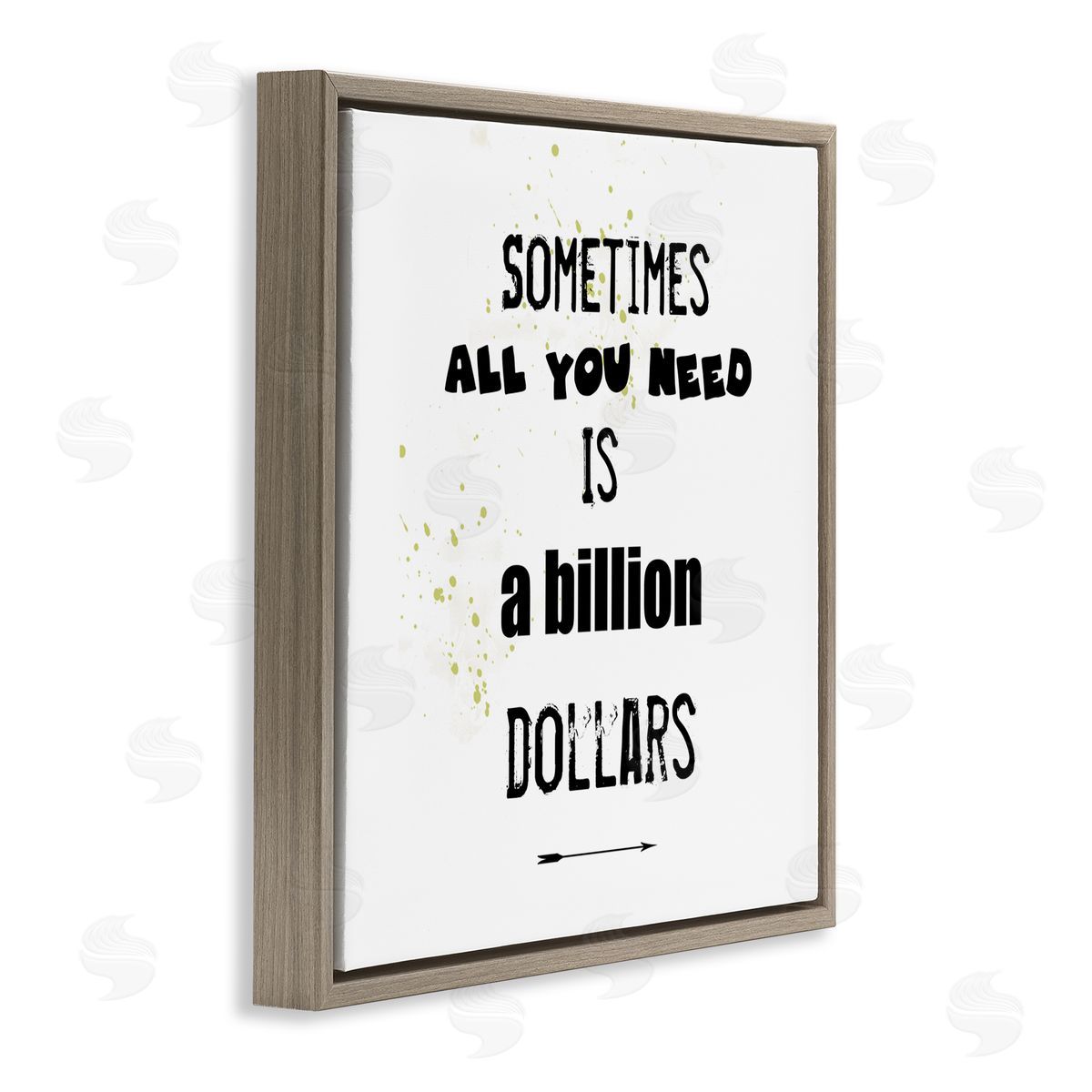 J. Weiss Need a Billion Dollars Humorous Speckled Typography  Brown Floating Frame Canvas Wall Art Print
