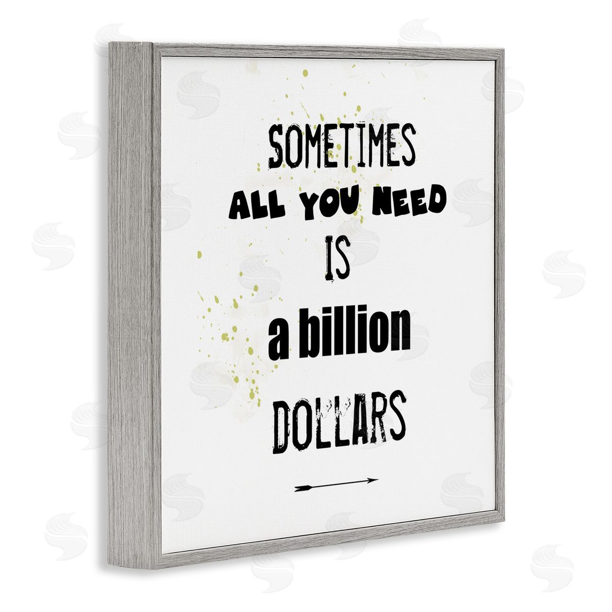 J. Weiss Need a Billion Dollars Humorous Speckled Typography  Gray Framed Glicee Wall Art Print