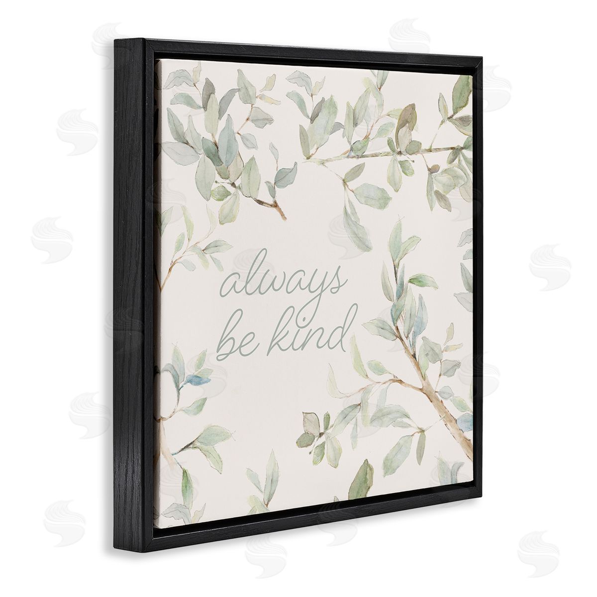 Lanie Loreth Always Be Kind Encouraging Plant Stems Leaves Black Floating Frame Canvas Wall Art Print