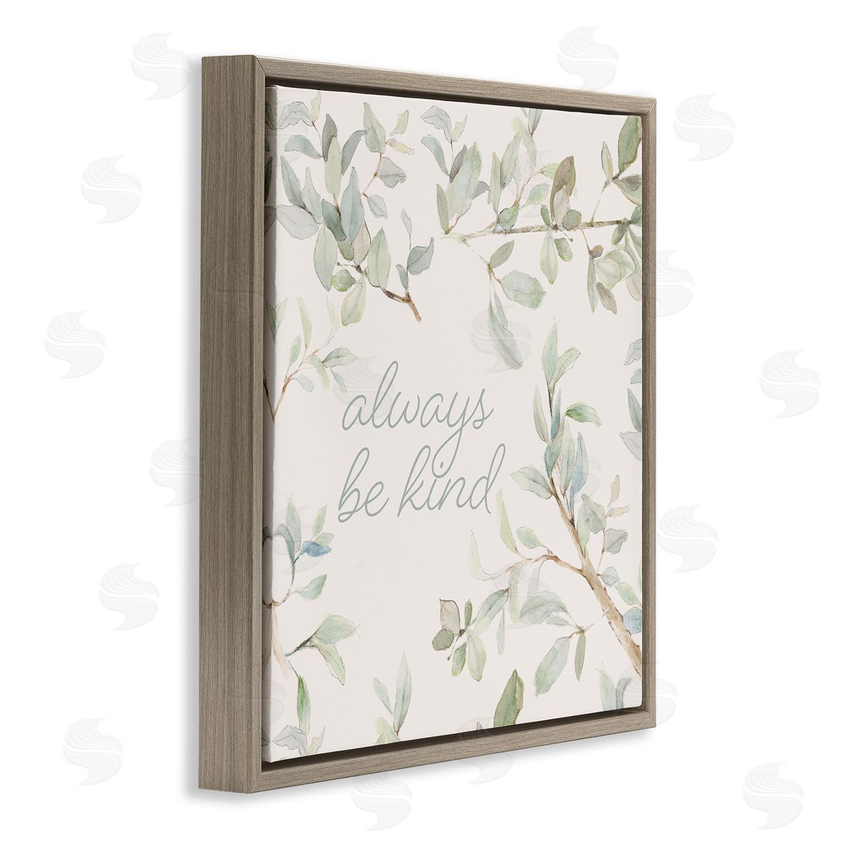 Lanie Loreth Always Be Kind Encouraging Plant Stems Leaves Brown Floating Frame Canvas Wall Art Print