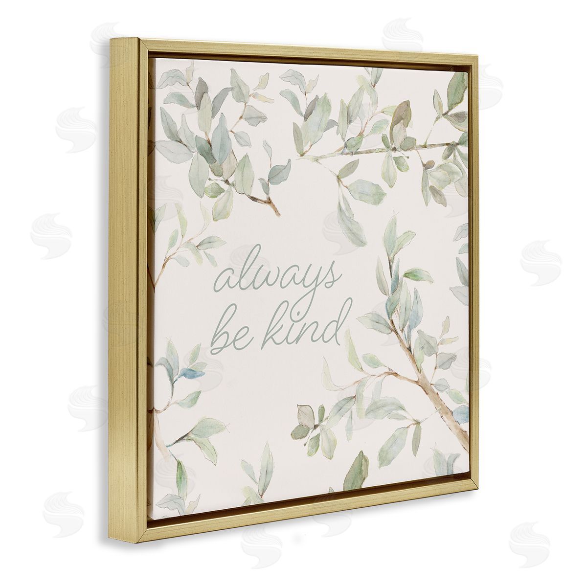 Lanie Loreth Always Be Kind Encouraging Plant Stems Leaves Gold Floating Frame Canvas Wall Art Print