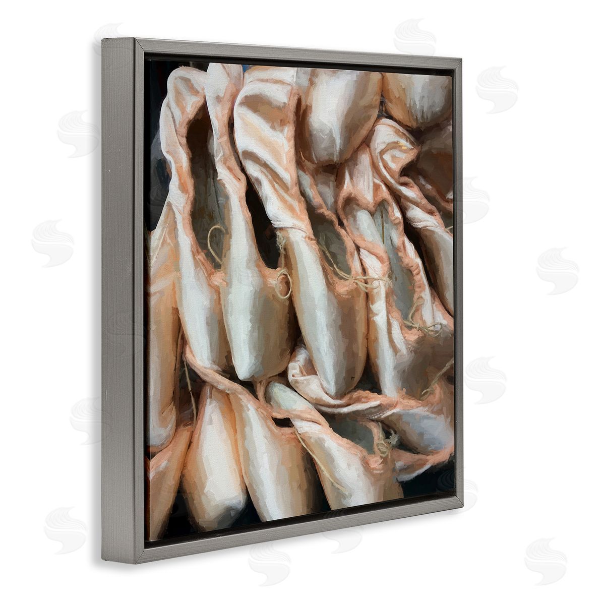 Graffitee Studios Ballet Slippers Dancer Pointe Shoes Painting Gray Floating Frame Canvas Wall Art Print