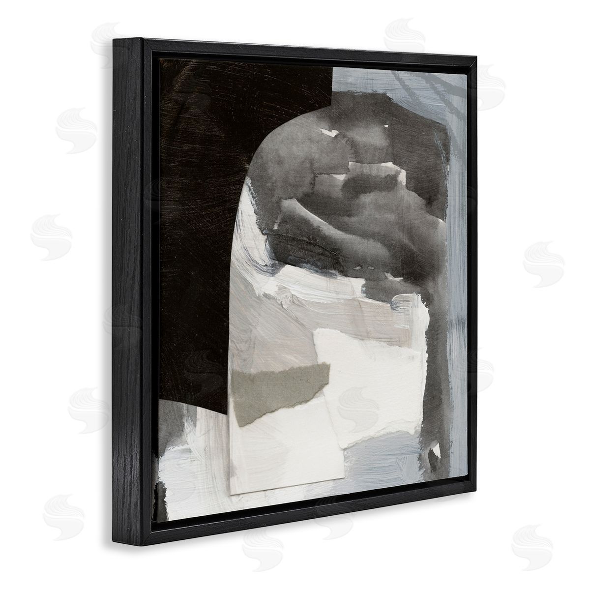Victoria Barnes Abstract Arch Shape Bold Layered Painting Strokes  Black Floating Frame Canvas Wall Art Print