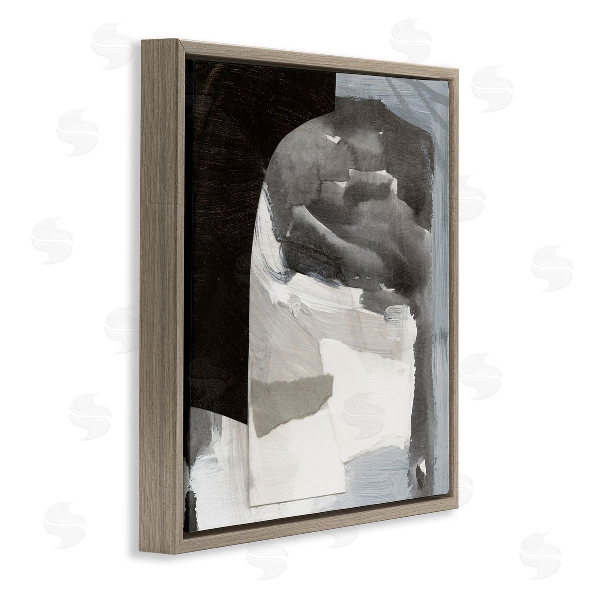 Victoria Barnes Abstract Arch Shape Bold Layered Painting Strokes  Brown Floating Frame Canvas Wall Art Print