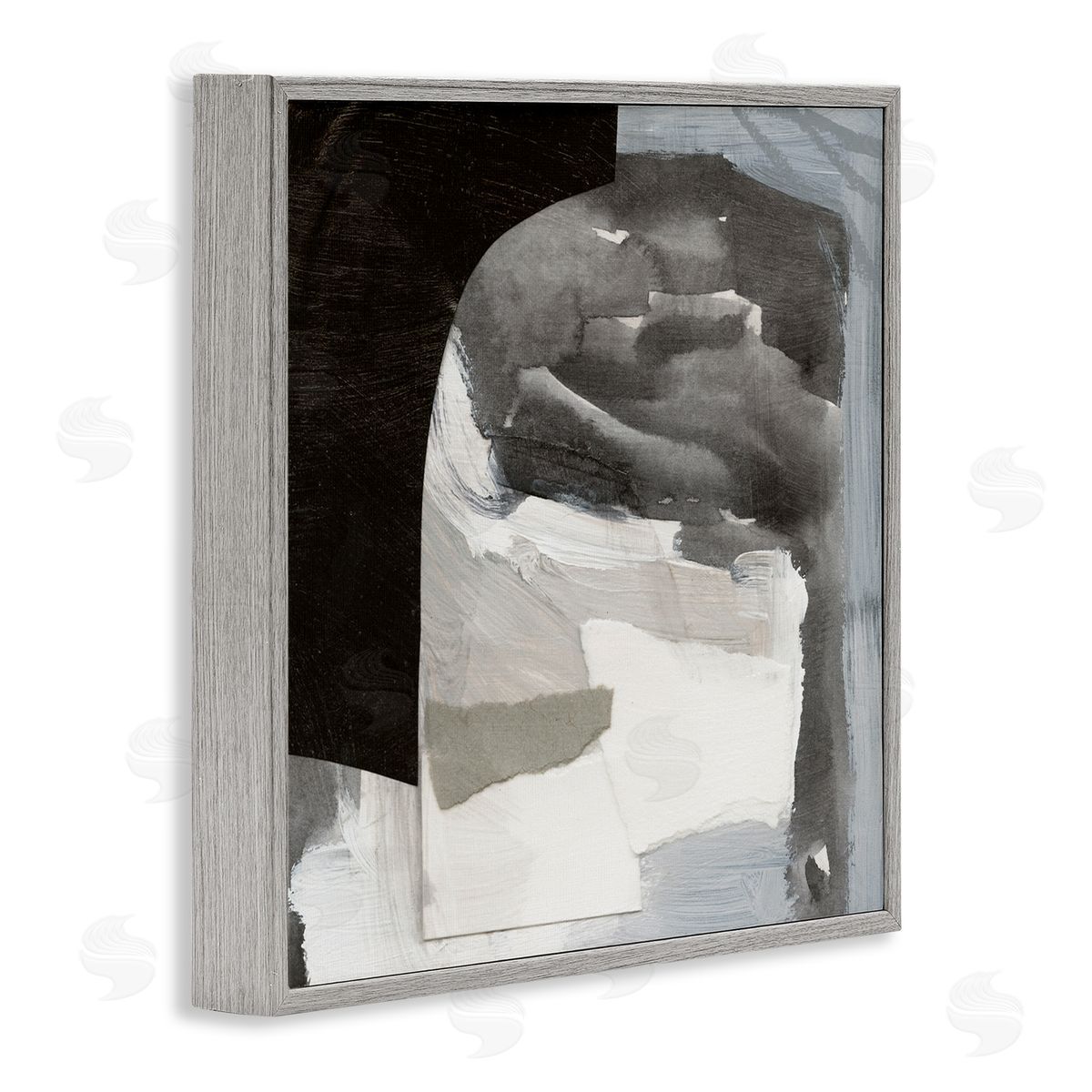 Victoria Barnes Abstract Arch Shape Bold Layered Painting Strokes  Gray Framed Glicee Wall Art Print