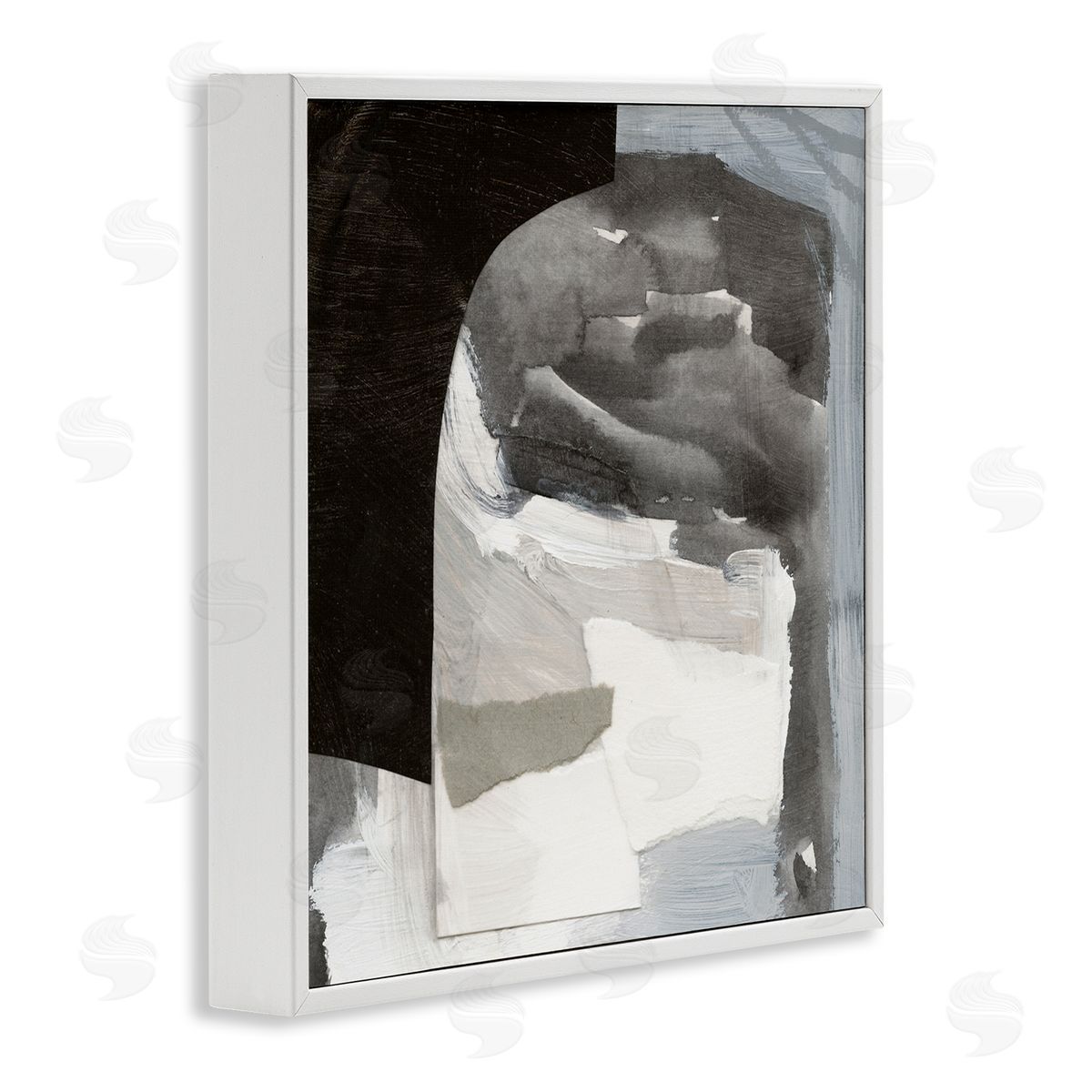 Victoria Barnes Abstract Arch Shape Bold Layered Painting Strokes  White Framed Glicee Wall Art Print