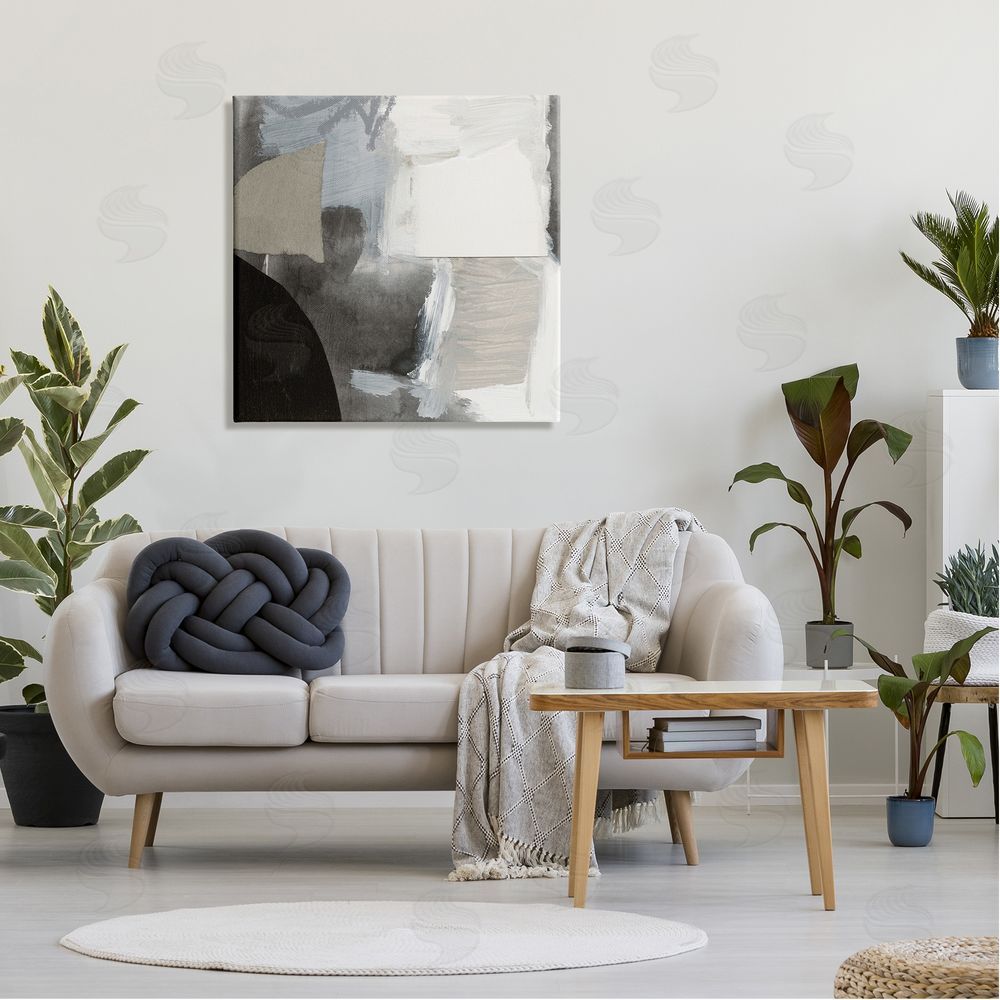 Victoria Barnes Abstract Layered Collage Structured Shapes Paint Strokes Canvas Wall Art in Room