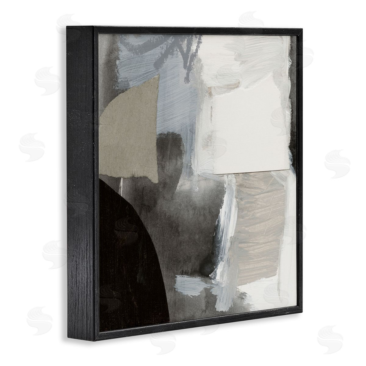 Victoria Barnes Abstract Layered Collage Structured Shapes Paint Strokes Black Framed Glicee Wall Art Print