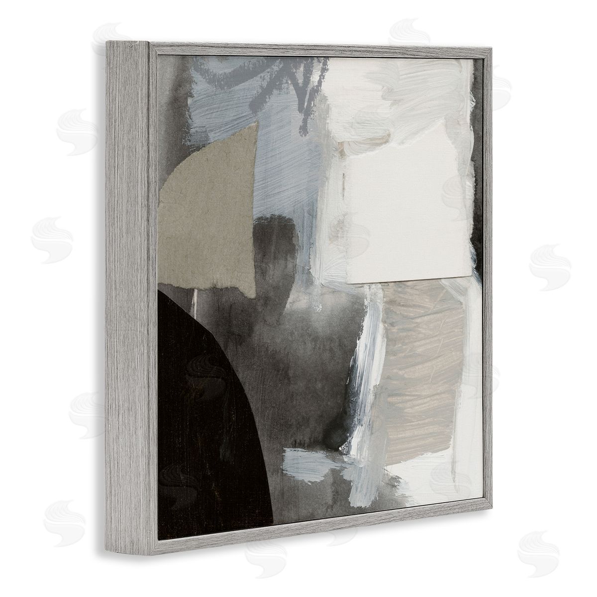 Victoria Barnes Abstract Layered Collage Structured Shapes Paint Strokes Gray Framed Glicee Wall Art Print