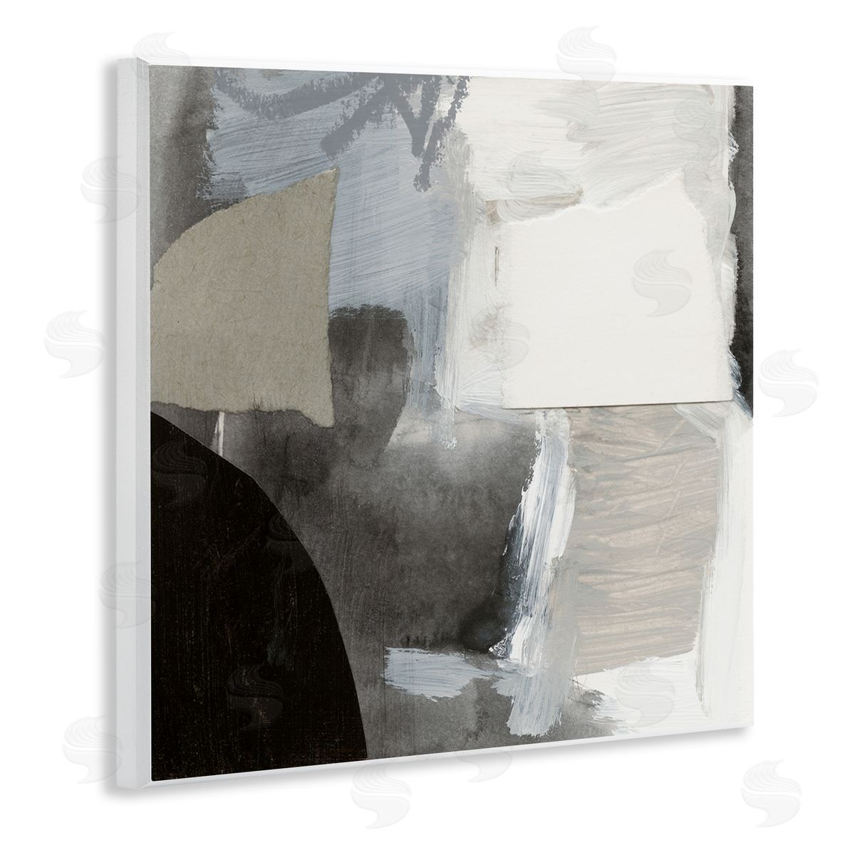 Victoria Barnes Abstract Layered Collage Structured Shapes Paint Strokes Wooden Wall Plaque Art Print