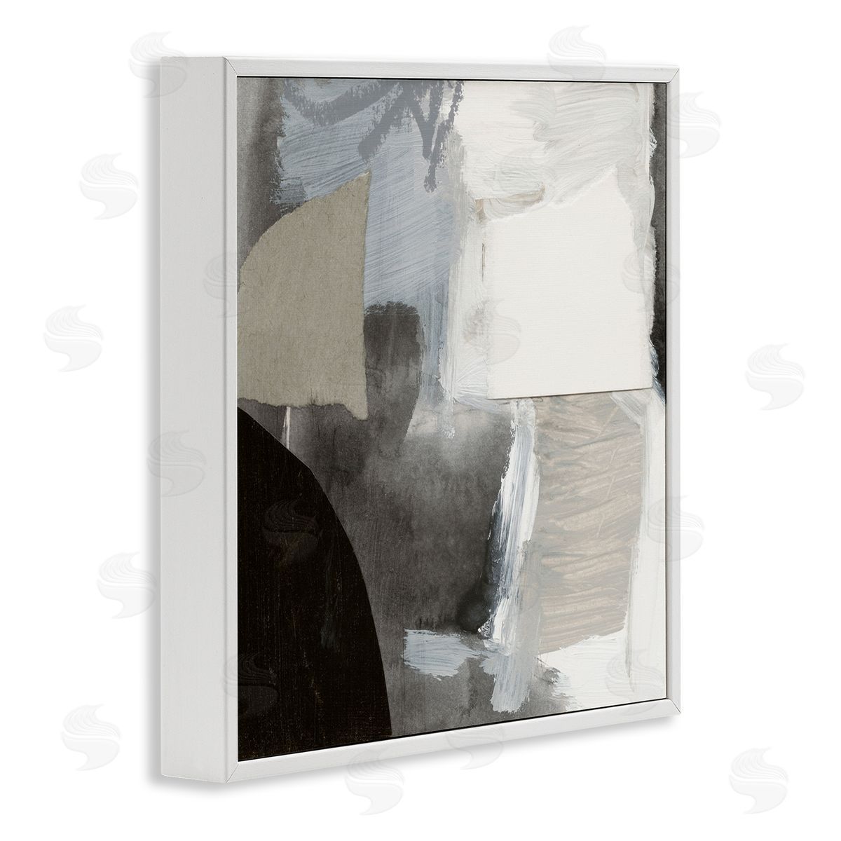 Victoria Barnes Abstract Layered Collage Structured Shapes Paint Strokes White Framed Glicee Wall Art Print