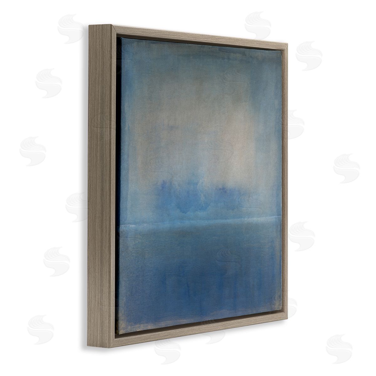 Tim O'Toole Obscure Abstract Landscape Blue Weathered Painting Design Brown Floating Frame Canvas Wall Art Print