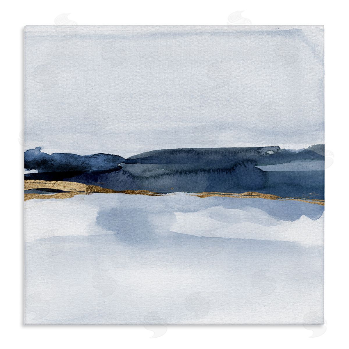 Jacob Green Abstract Blue Distant Landscape Smooth Glam Detail  Stretched Canvas Wall Art Print
